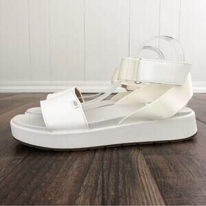 UGG Platform Sandal Ankle Wrap Square Toe Chunky Strappy Lennox Size 11 White